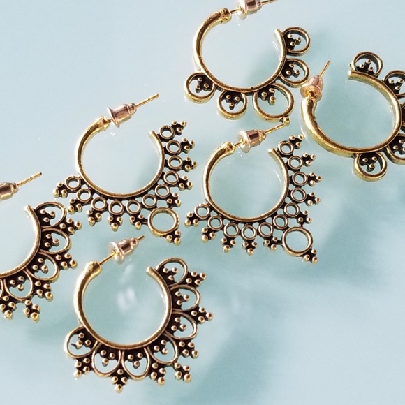 Set of 3 hoop earrings - Picture 4 of 4